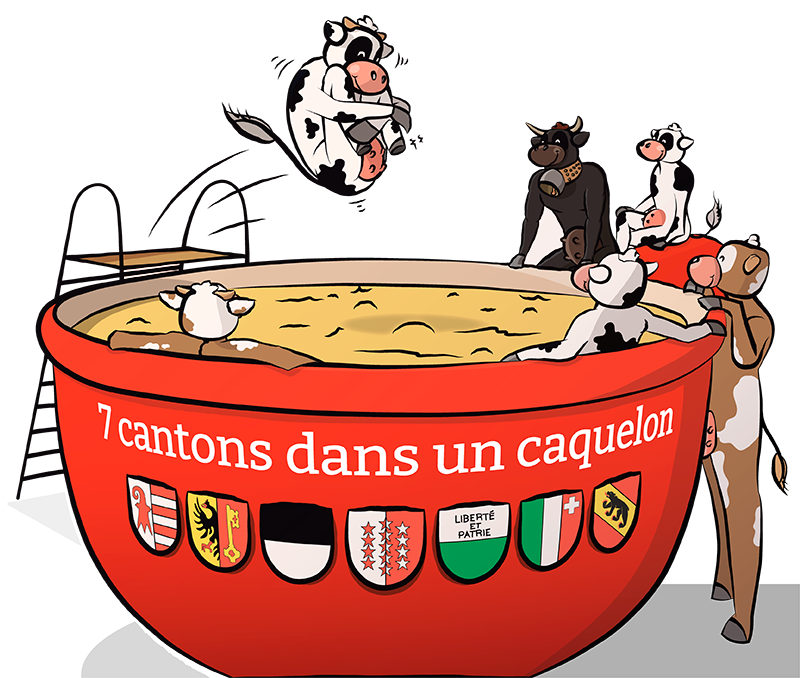 Caquelon et vaches - Fondue La Welsch